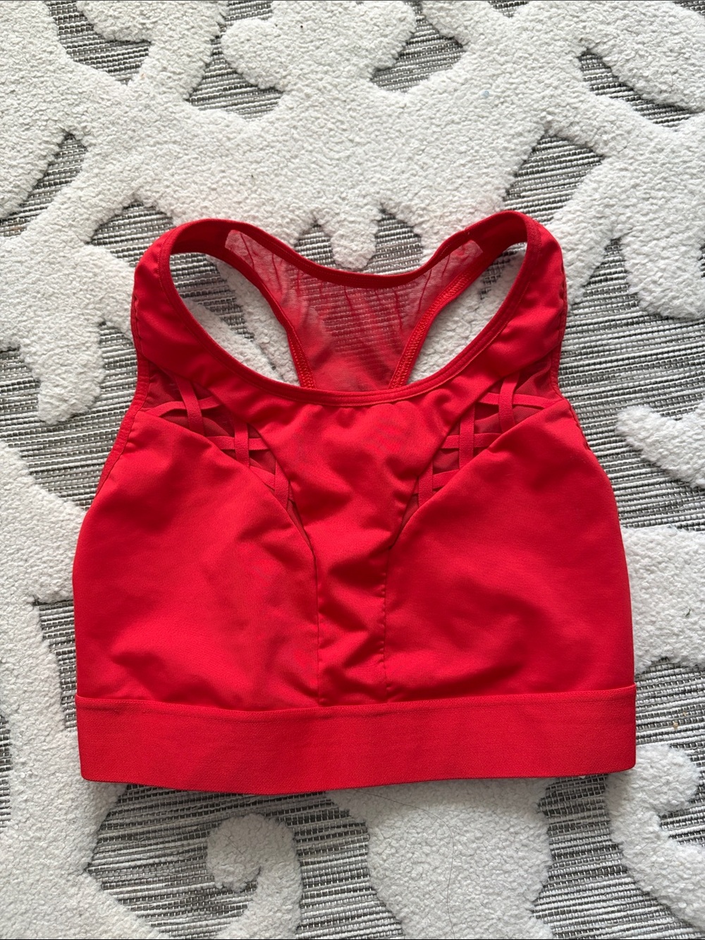 Victoria's Secret Bright Red Racerback Sports Bra with Lattice Accents - Picture 6 of 7